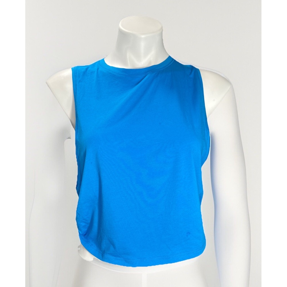 Crz Yoga XS Tank Top‎ Madagascar Blue Crop Muscle Tank Ruched Sides